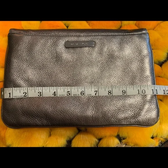 Michael Kors  Metallic Grey/Silver Leather Clutch - Picture 11 of 12